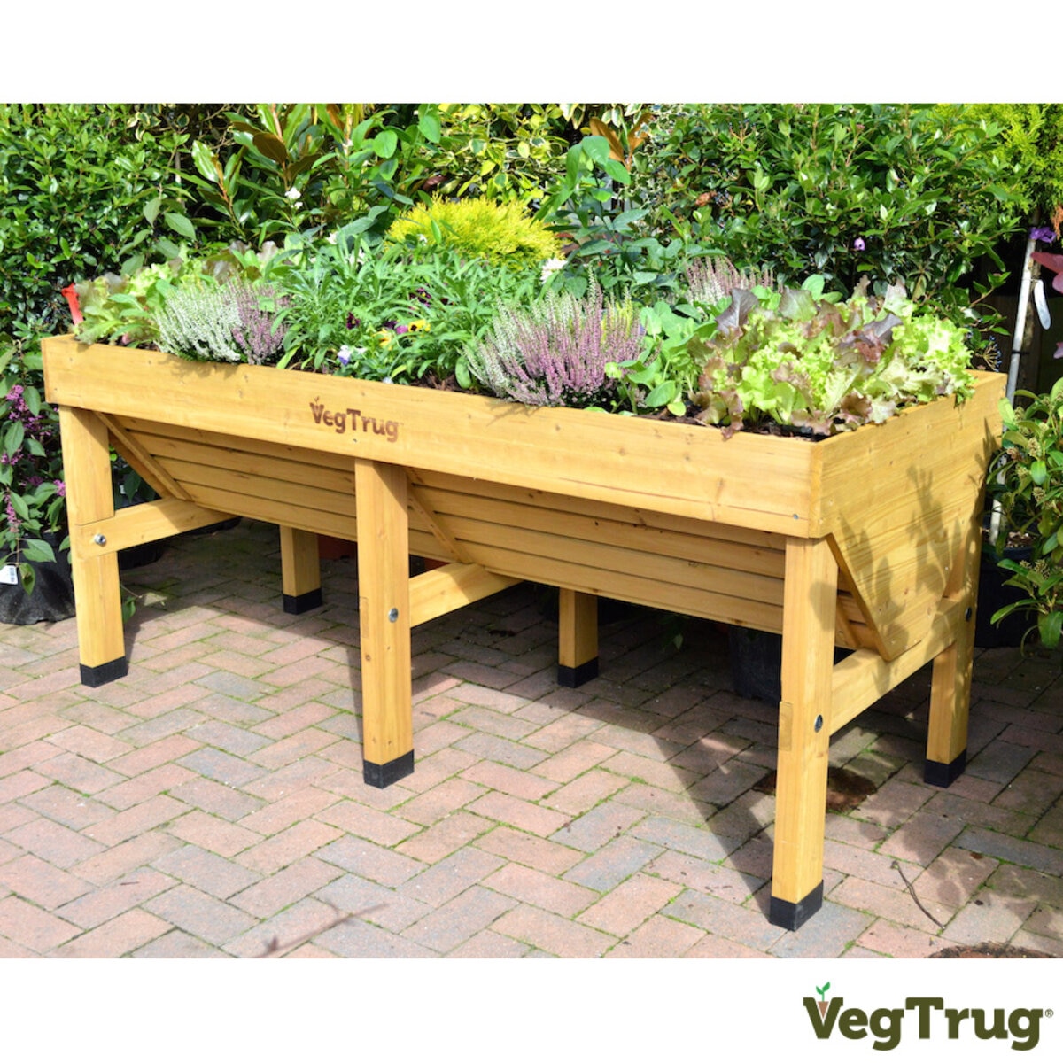 VegTrug 1.8m Medium Raised Wooden Planter in Natural Wood Colour