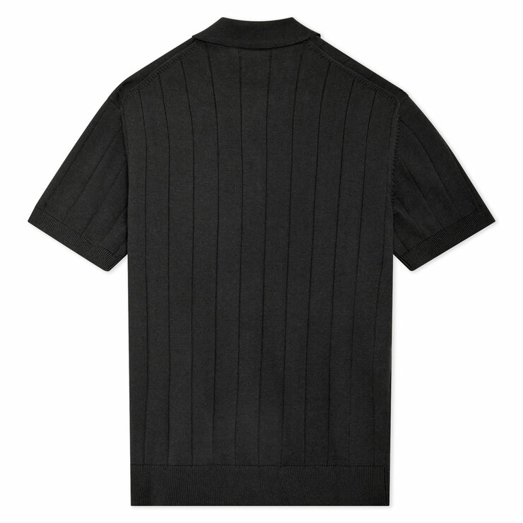 Chaps Men's Ribbed Knit Polo in Black Chaps Men's Ribbed Knit Polo in Black