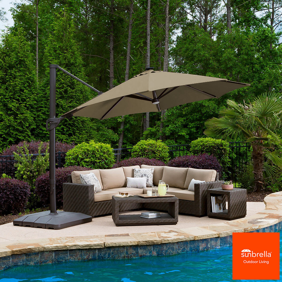 Seasons Sentry 11ft (3.35m) Solar LED Cantilever Umbrella...