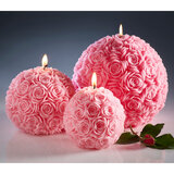 Image of pink rose candles in 3 sizes