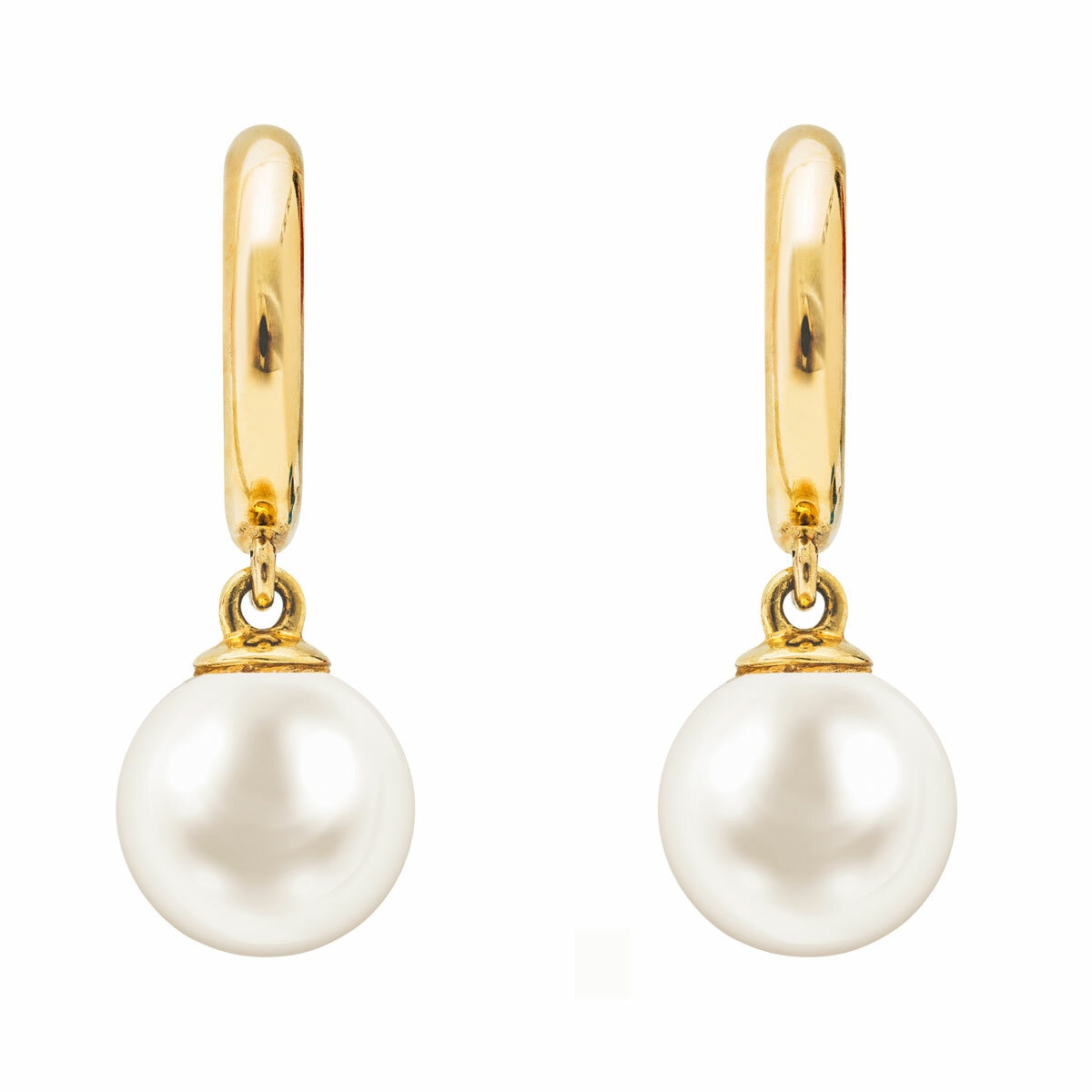 8-8.5mm Cultured Freshwater White Pearl Earrings, 14ct Yellow Gold