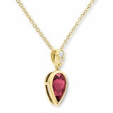 Pear Cut Garnet & 0.07ctw Diamond Pendant, 18ct Yellow Gold