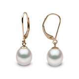 9mm Cultured Freshwater White Pearl Earrings, 18ct Yellow Gold