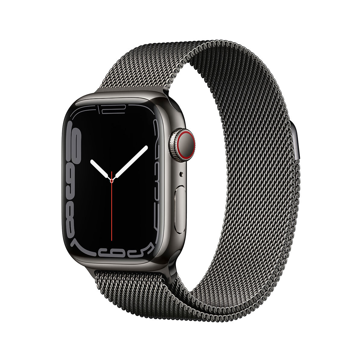 Apple Watch Series 7 GPS + Cellular, 41mm Graphite Stainless Steel Case with Graphite Milanese Loop, MKJ23B/A