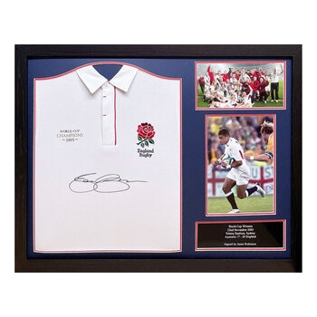 Jason Robinson Signed Framed England Rugby Shirt