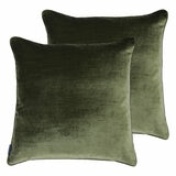 Paoletti Luxe Olive Velvet Feather Fill Cushion 2 Pack, 55 x 55 cm