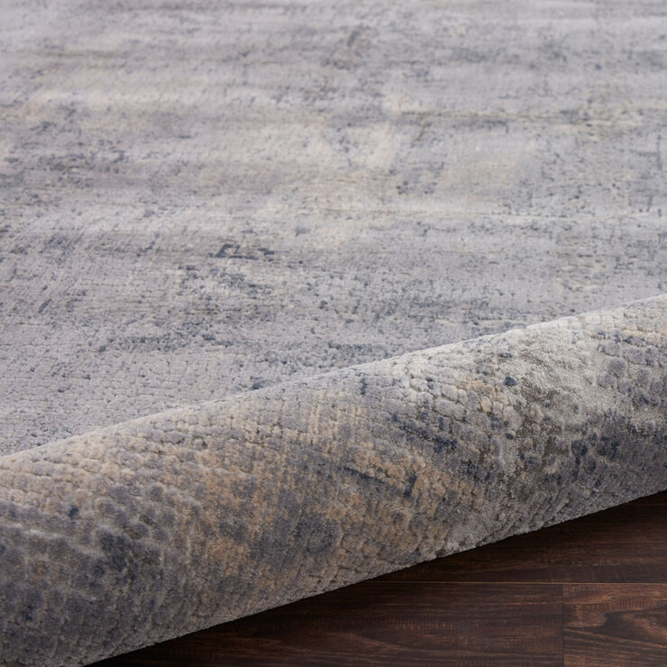 Rustic Textures Faded Blue Runner Rug