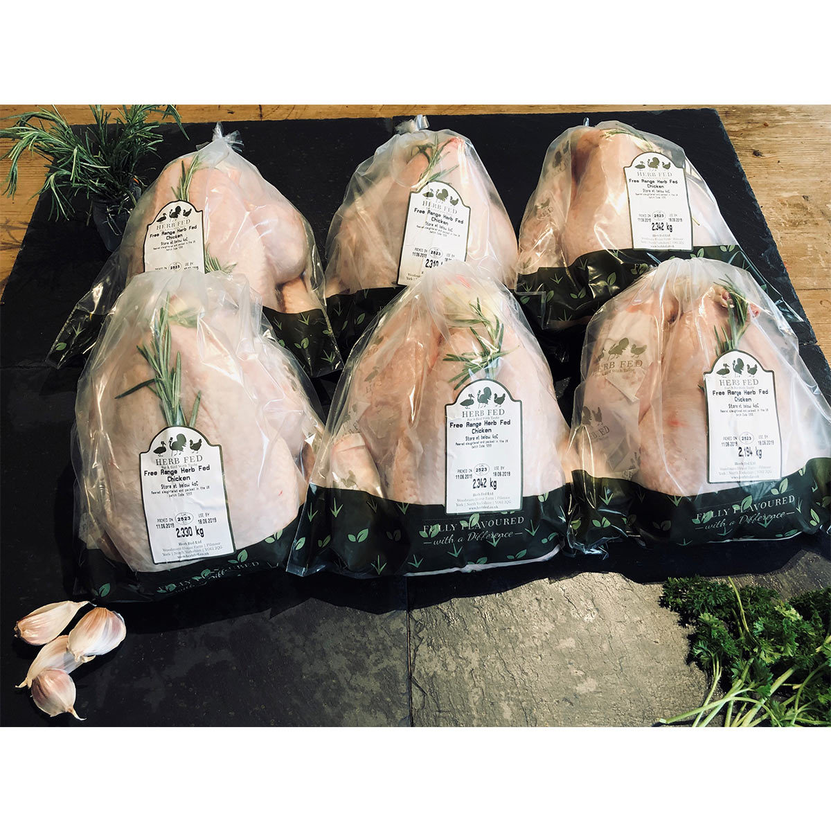 Herb Fed Free Range Whole Chickens, 6 x 2.2kg in Packaging