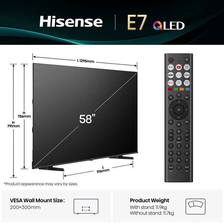 Buy Hisense 58E7QTUK 58 Inch QLED HD Smart TV at Costco.co.uk