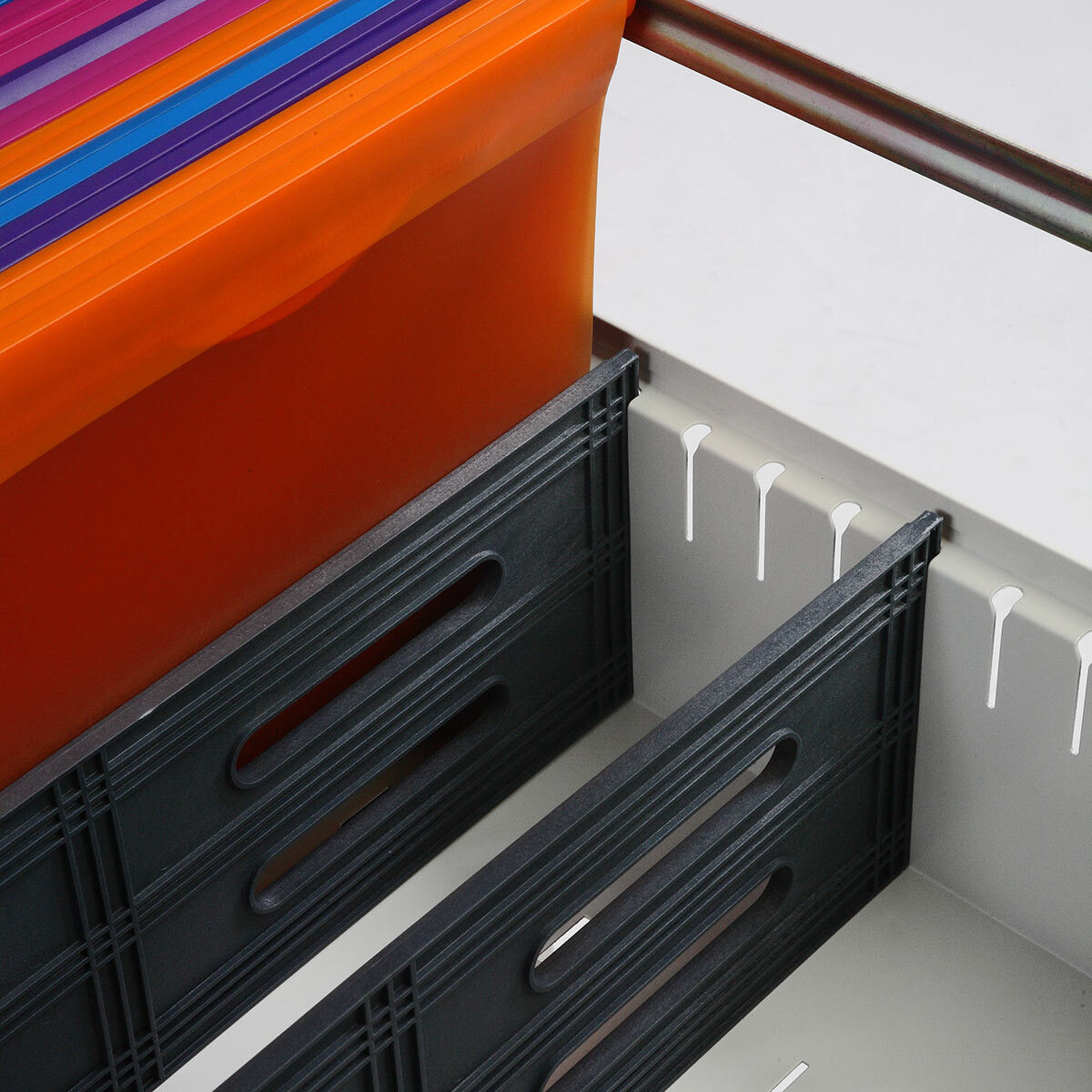 Close up image of open drawer