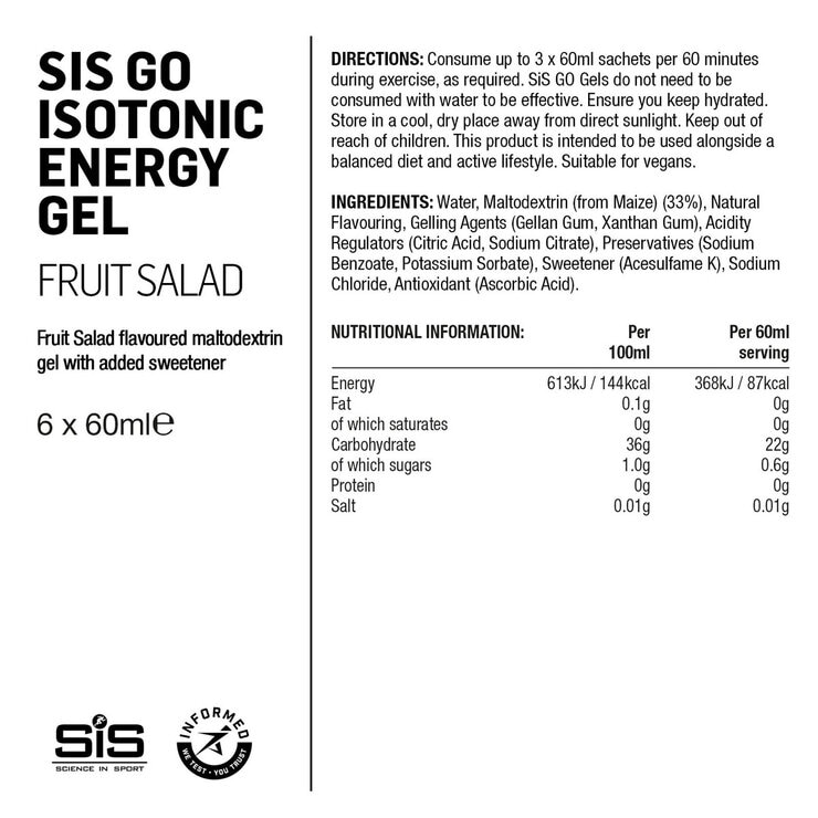 SIS Gel Go Isotonic Energy Variety Pack, 60ml x 6 x 4 packs