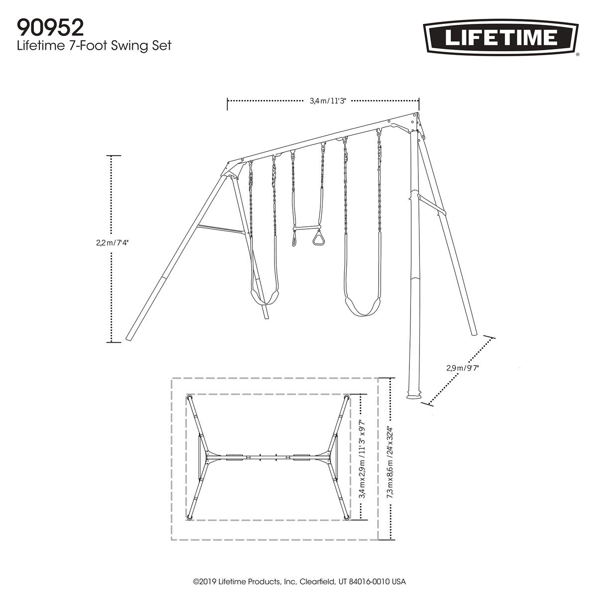 Lifetime swing set line drawings