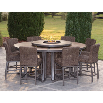 Agio Brentwood 11 Piece High Dining Fire Wicker Chat Set