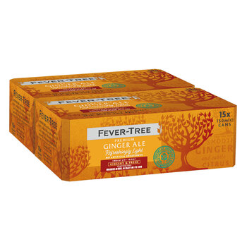 Fever-Tree Light Ginger Ale, 2 x 15 x 150ml