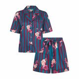 Ted Baker Ladies Satin 2 Piece PJ Set in Burgundy & Dark Blue
