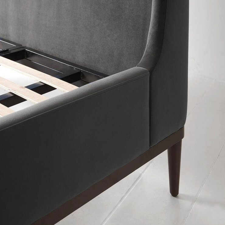 Swyft Bed 02 Charcoal Grey Velvet Bed Frame, King Swyft Bed 02 Charcoal Grey Velvet Bed Frame, King