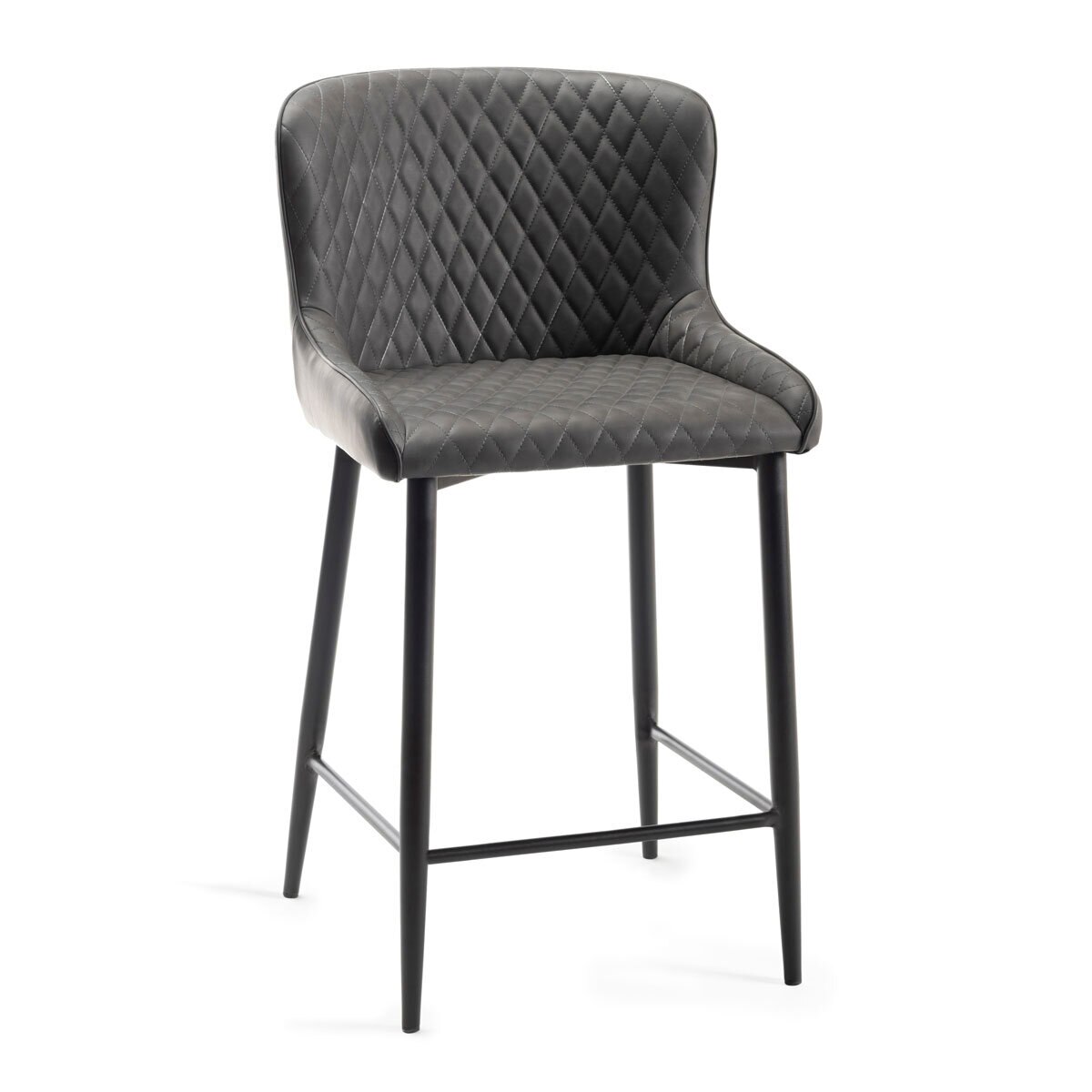 Bentley Designs Grey Faux Leather Diamond Stitch Bar Stool, 2 Pack Dimensions