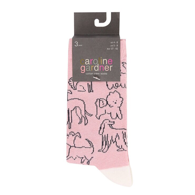 Caroline Gardner Ladies Crew Sock 6 Pack in Pink Caroline Gardner Ladies Crew Sock 6 Pack in Pink