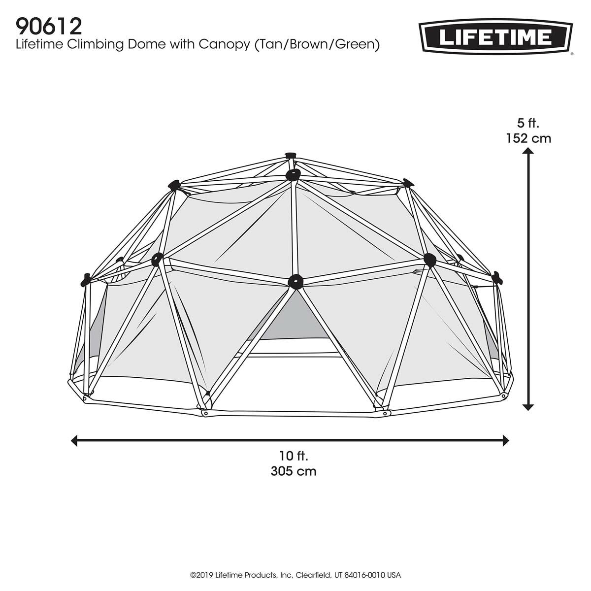 Image showing the dimensions of the Dome Climber with Canopy Image showing the dimensions of the Dome Climber with Canopy