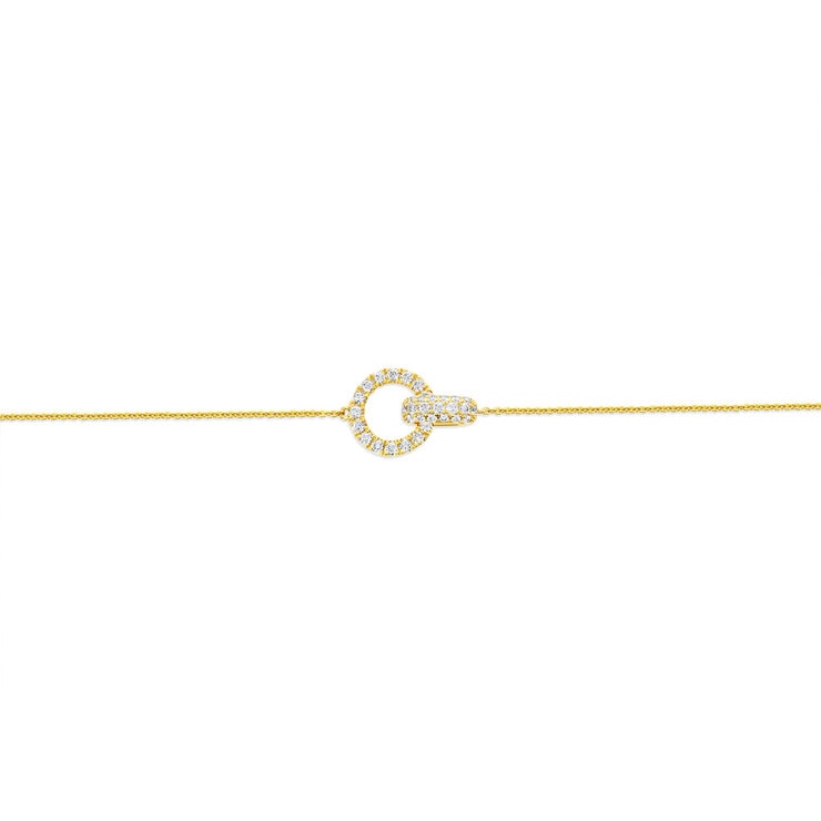 0.50ctw Round Brilliant Cut Diamond Interlocking Circle Bracelet, 14ct Yellow Gold 0.50ctw Round Brilliant Cut Diamond Interlocking Circle Bracelet, 14ct Yellow Gold