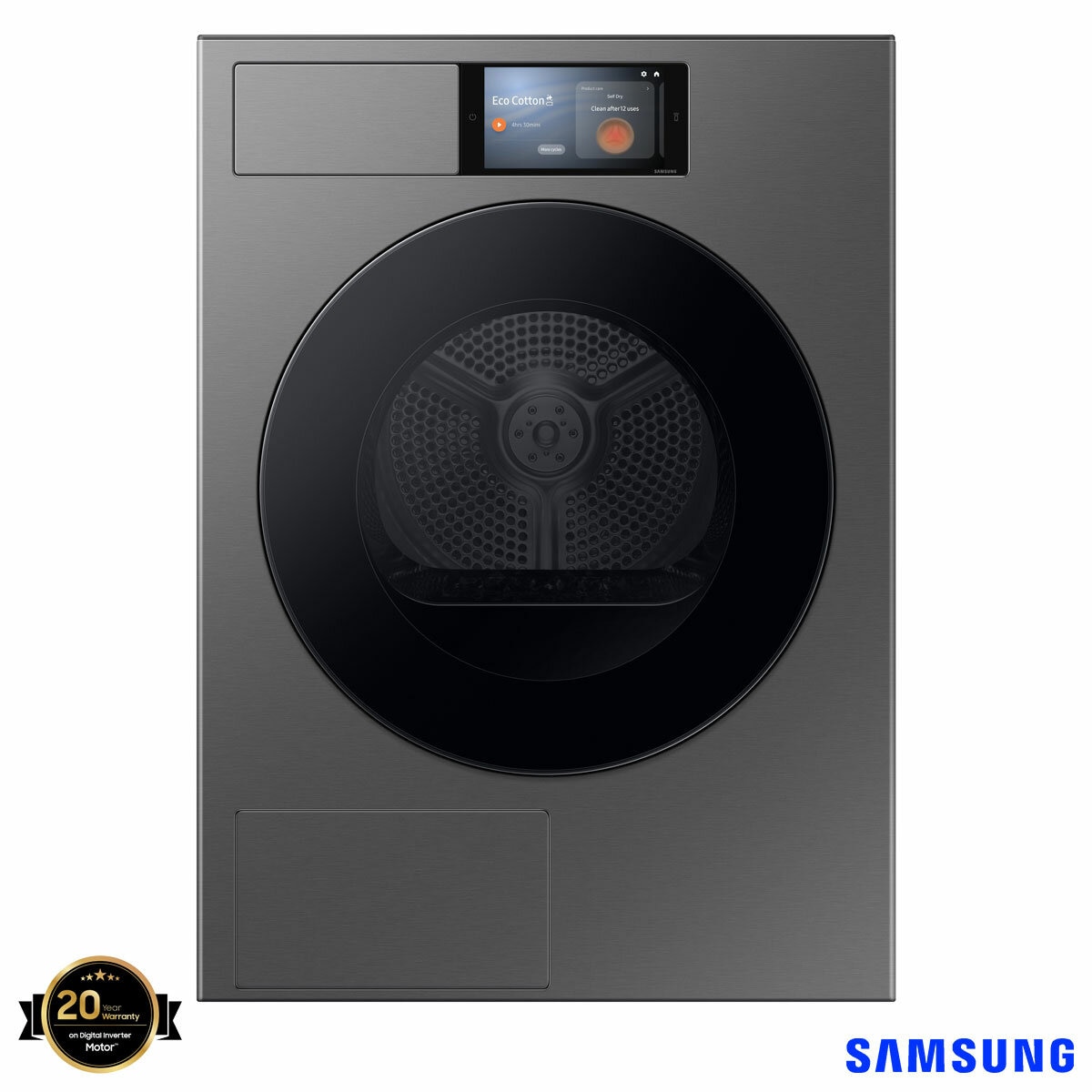 Samsung DV90F09F4SU1 9kg Heat Pump Tumble Dryer, A+++ Rated in Dark Steel