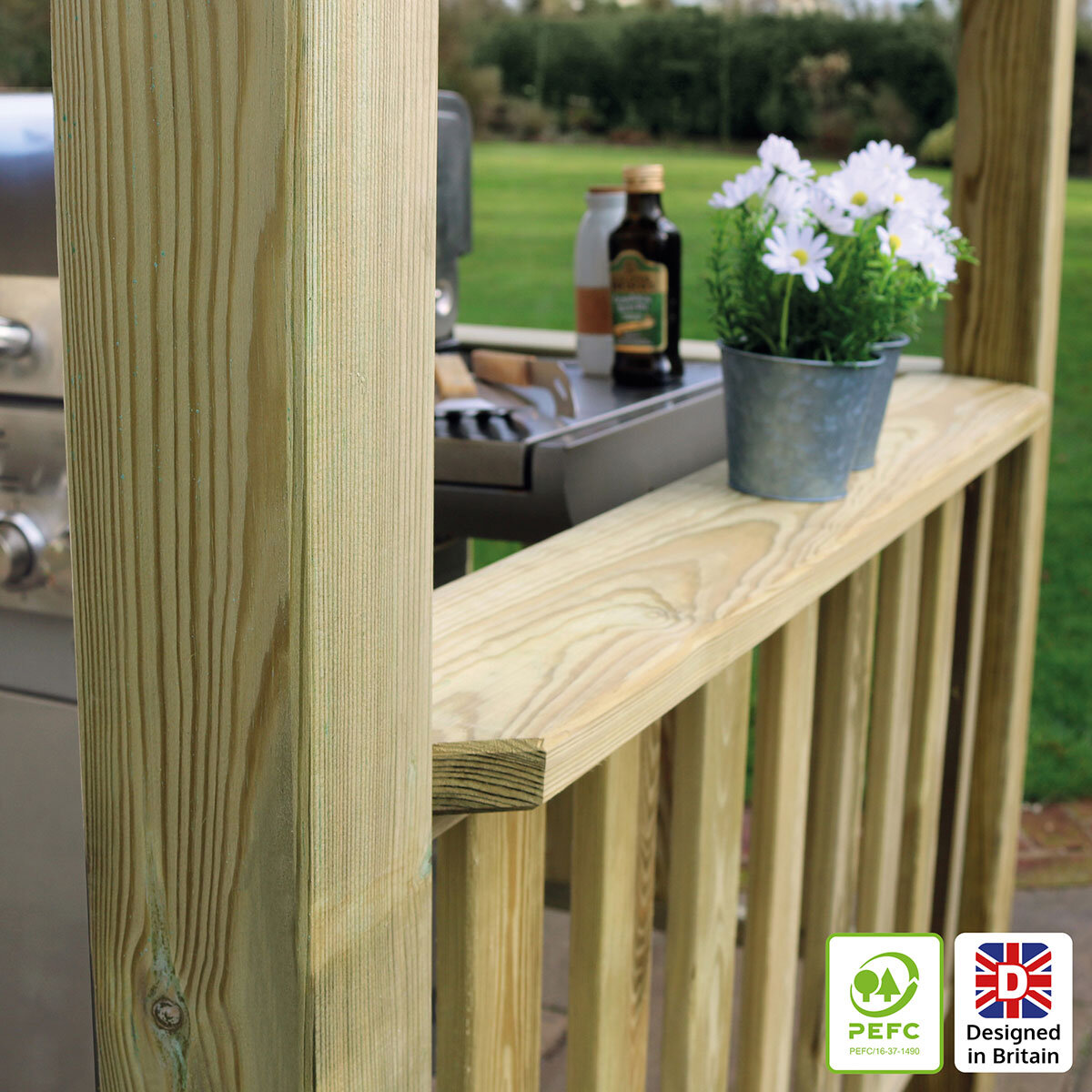 Zest 7ft 5 x 4ft 6 2.26 x 1.38m Wooden BBQ Grilling P