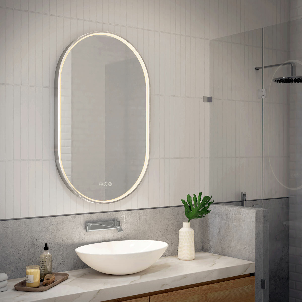 Artika Royce Oval LED Chrome Mirror with Demister Artika Royce Oval LED Chrome Mirror with Demister