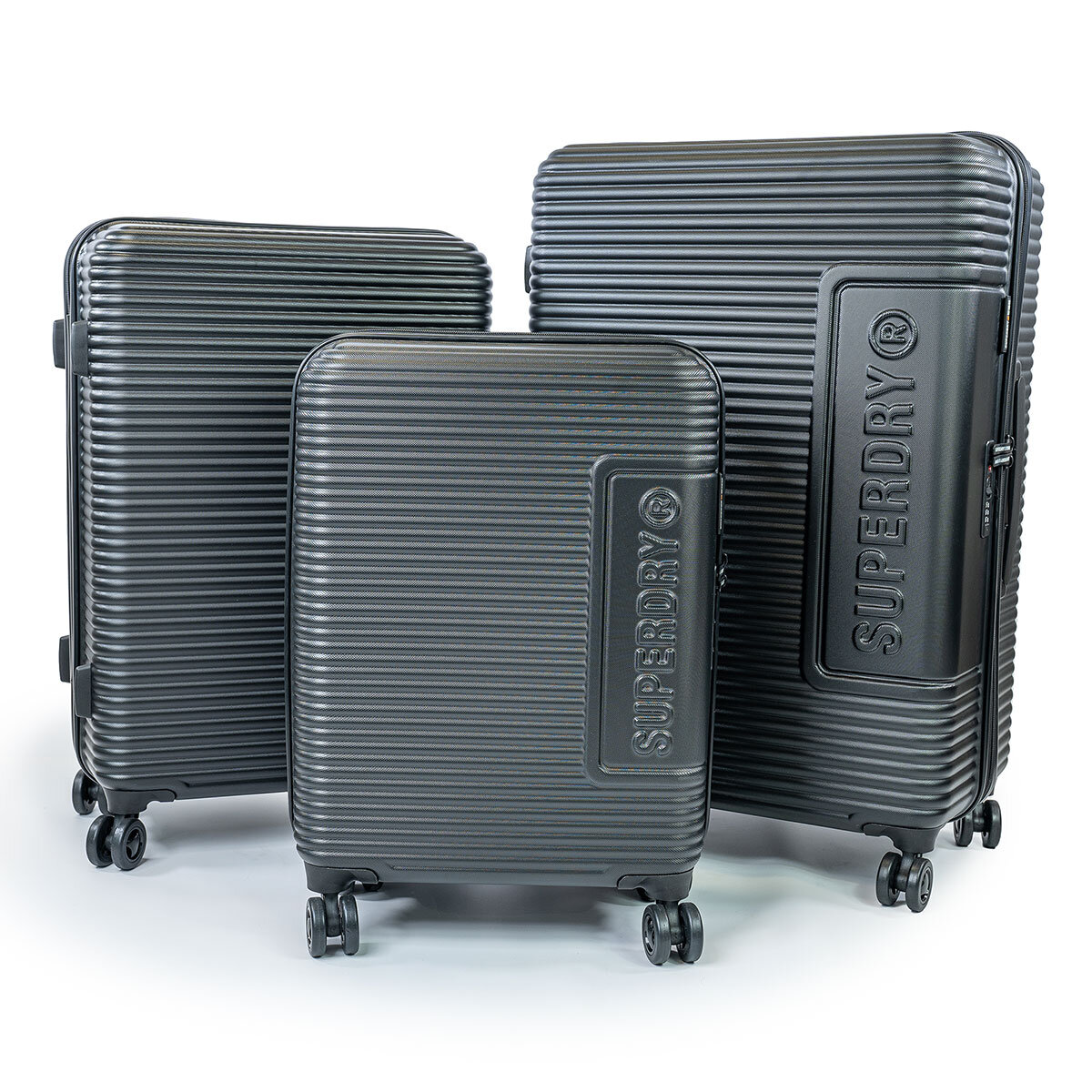 Superdry 3 Piece Hardside Luggage Set in Black