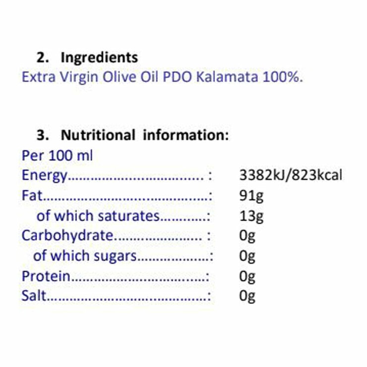 Ingredients and nutritional info
