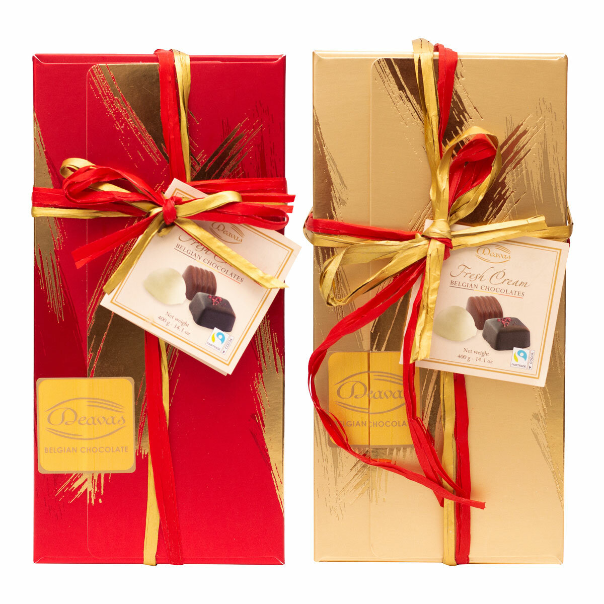 Deavas Fresh Cream Ballotin 400g in Red and Gold