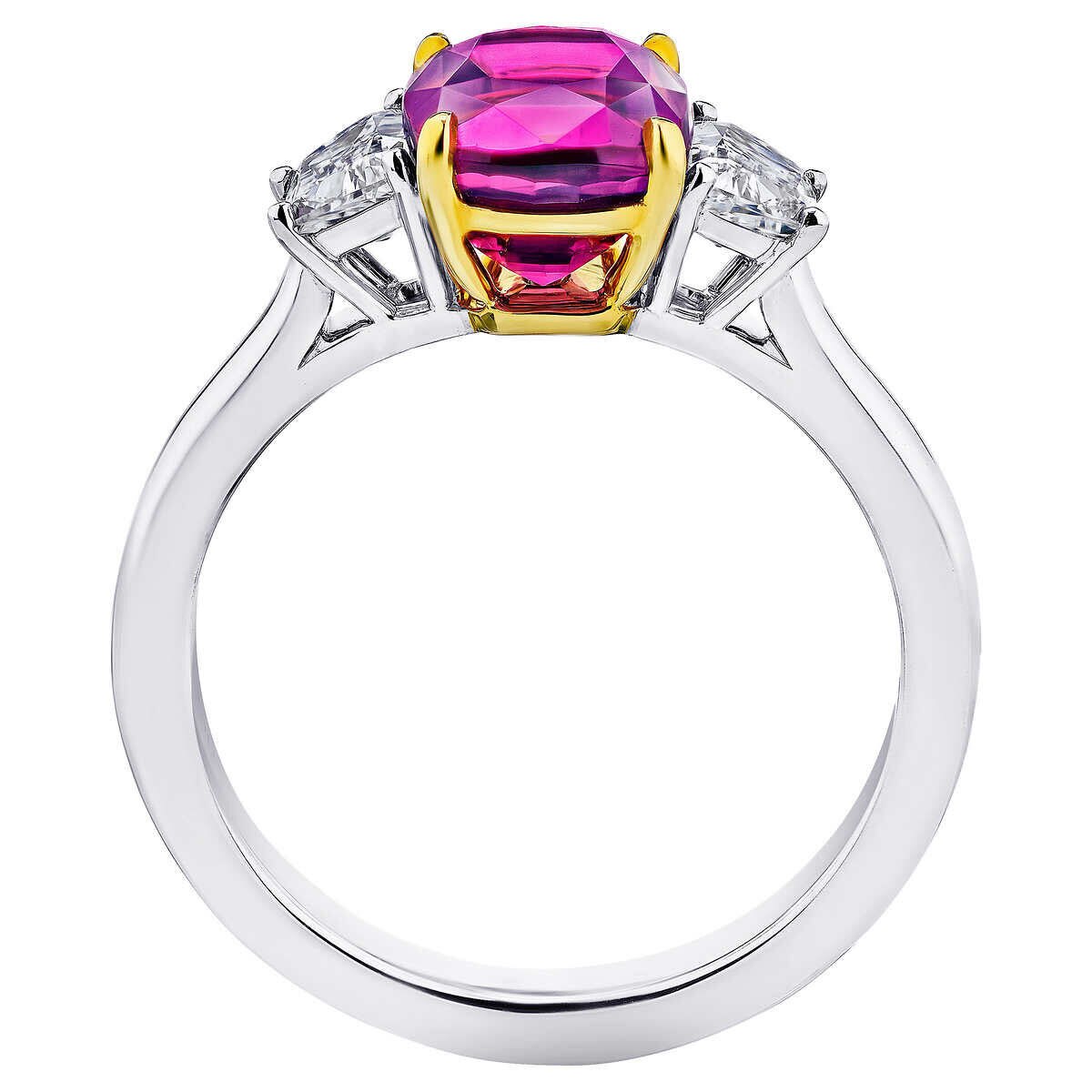 Cushion Cut Ruby & 0.69ctw Diamond Ring, Platinum Costco UK