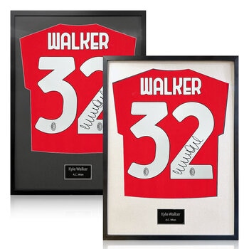 Kyle Walker Signed Framed AC Milan Football Shirt in 2 Options: White or Black Mount