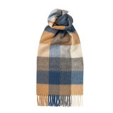 Glen Isla Patterned Cashmere Scarf, Stepping Check Neutral