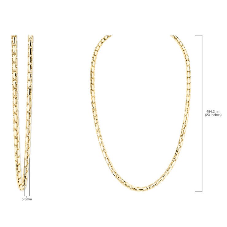 14ct Yellow Gold Rectangle Interlocking Necklace