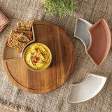 Over & Back Acacia Lazy Susan, with 5 Stoneware Dishes Over & Back Acacia Lazy Susan, with 5 Stoneware Dishes