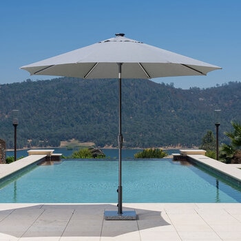 SunVilla 10ft (3m) LED Aluminium Round Market Umbrella in Grey