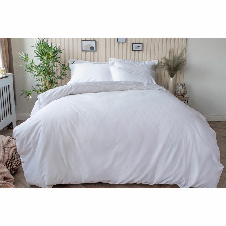 Belledorm Bamboo Cotton Blend White Fitted Sheet in 4 Sizes
