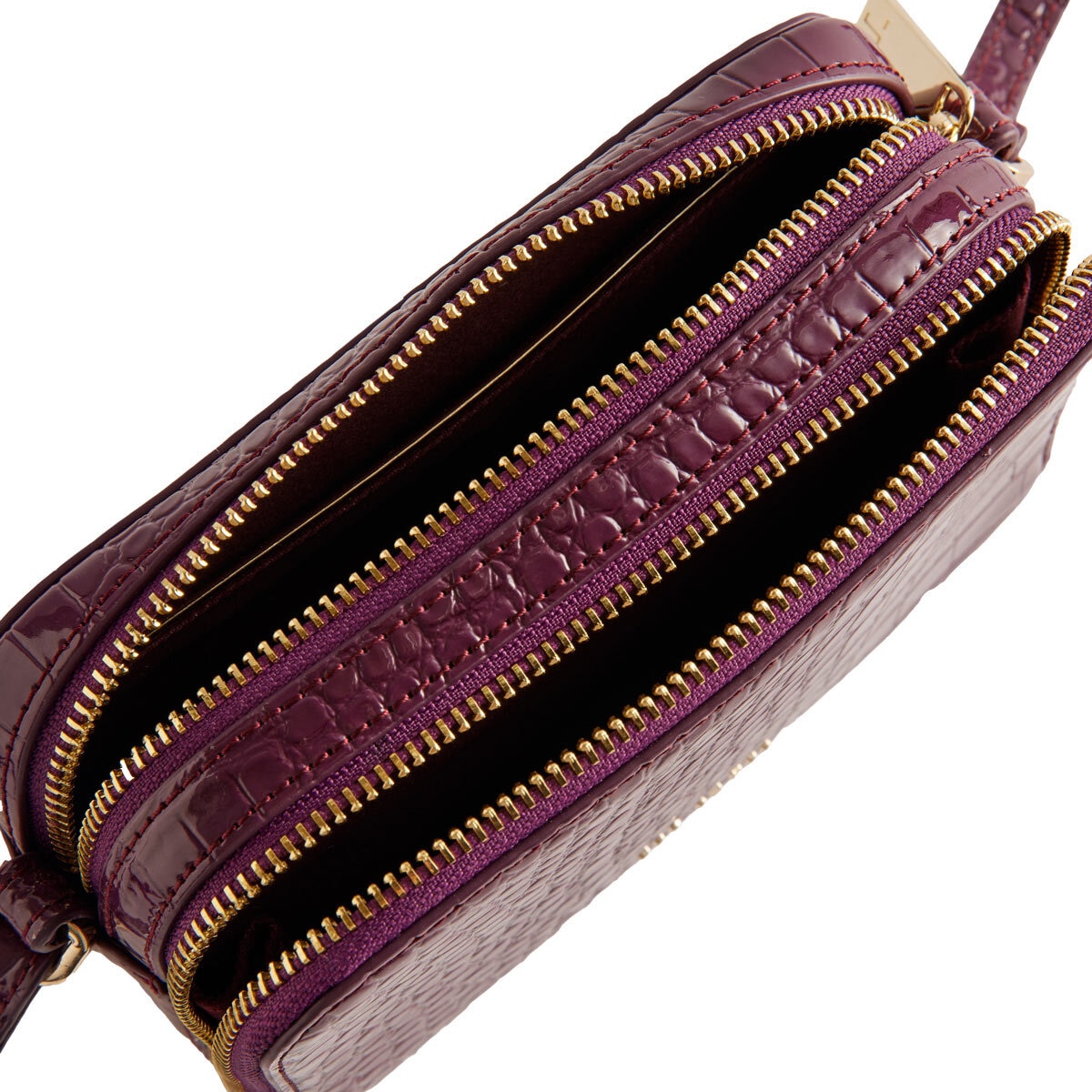 Ted Baker Stina Croc Mini Camera Bag in Maroon
