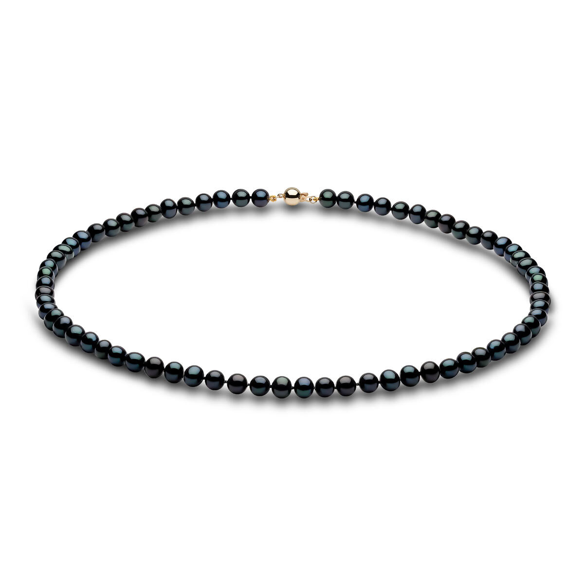 Black Pearl Necklace, 18ct Yellow Gold