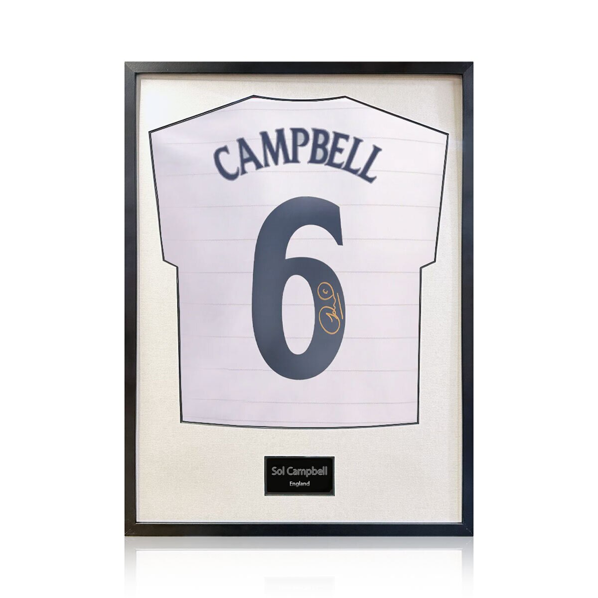 Sol Campbell Signed Framed England Football Shirt with White Mount