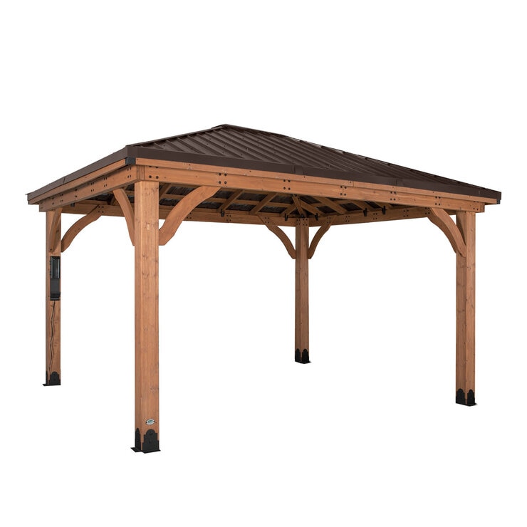 Backyard Discovery Barrington 14ft x 12ft (4.3 x 3.7m) Wooden Gazebo with Peaked Galvanised Steel Roof