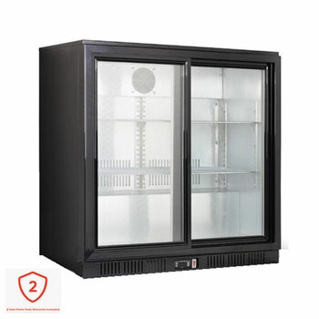 Contender RRG021 Commercial 220L Sliding Double Door Bottle Cooler, C Rated in Black