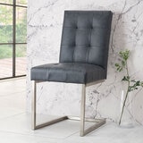 Bentley Designs Tivoli Cantilever Black Leather Dining Chairs, 2 Pack