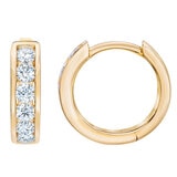 0.50ctw Round Brilliant Cut Diamond Huggie Hoop Earrings, 14ct Yellow Gold