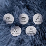 Naturally Sheepskins Long Wool Quad Rug, 180 x 110 cm in Steel Grey