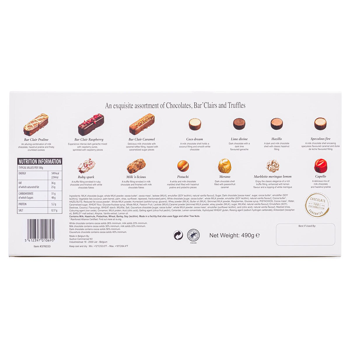 Back of pack image on white background