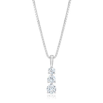 1.00ctw Round Brilliant Cut 3 Stone Diamond Pendant, 14ct White Gold