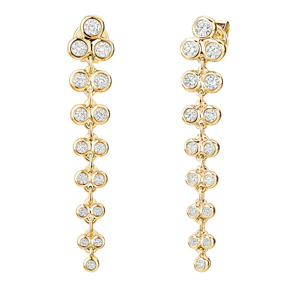 0.71ctw Round Brilliant Dangle Diamond Earrings, 14k  Yellow Gold