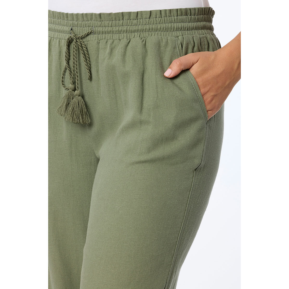 Briggs Ladies Linen Pant in Olive