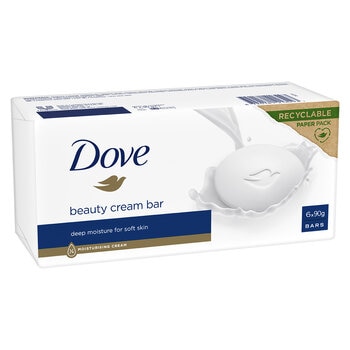 Dove Original Beauty Bar Soap with ¼ moisturising cream, 18 x 90 g